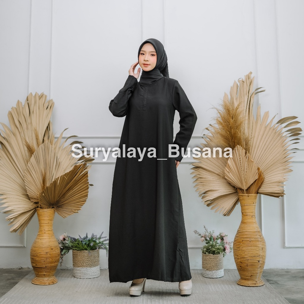 Abaya hitam polos Gamis Wolfis saudi Baju Muslimah Hitam