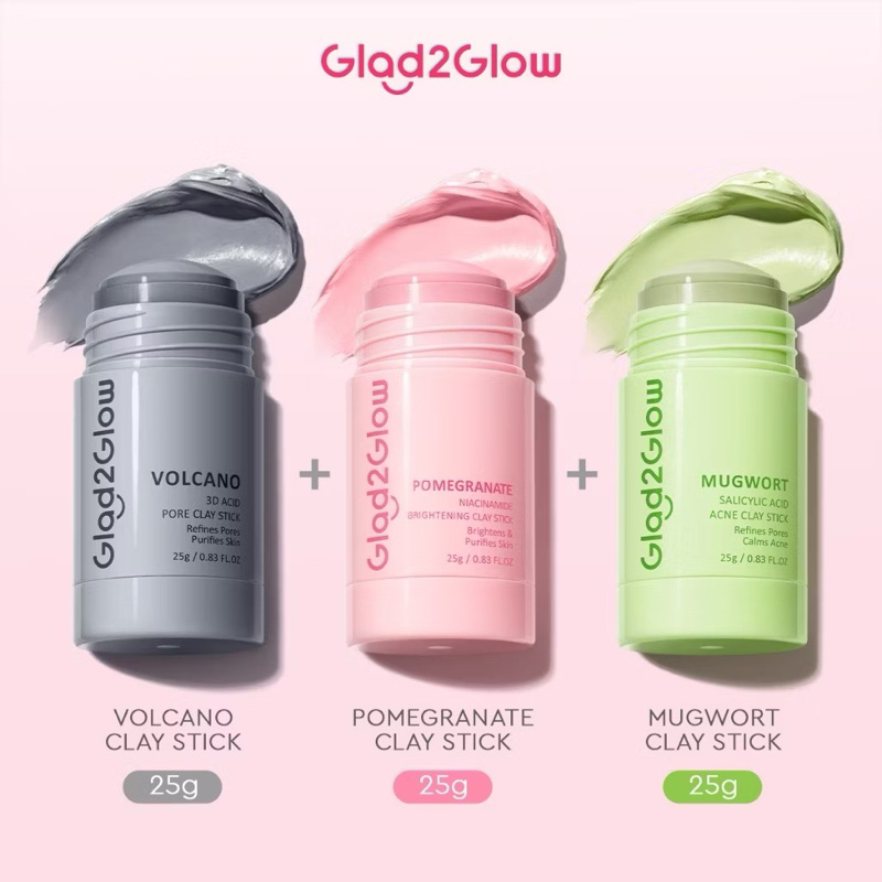 GLAD 2 GLOW CLAY STICK MASKER | G2G masker Wajah 25 | MUGWORT | Volcano | Brightening