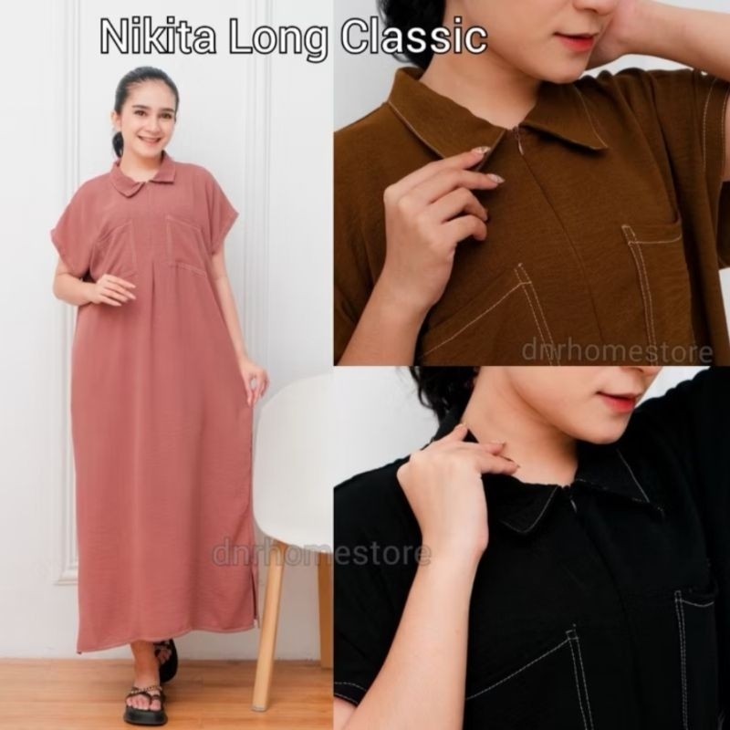 Daster Crinkle Airflow Nikita Dress Premium Baju Tidur Wanita Kekinian