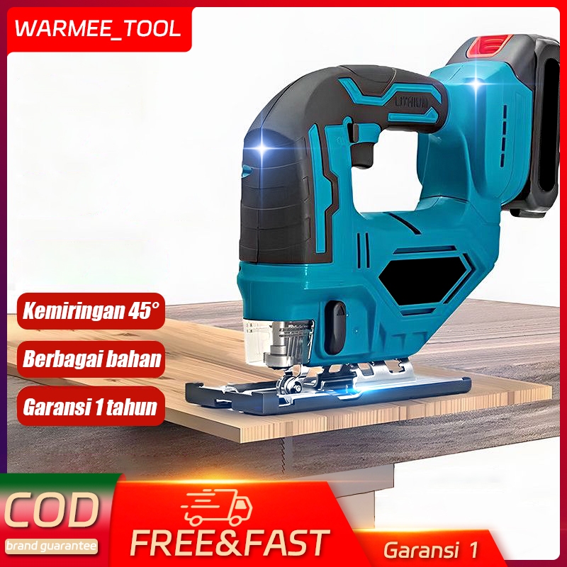 WARMEE Mesin Gergaji Jigsaw Jigsaw tanpa kabel Variable Speed Cordless Jigsaw Mesin Triplek Potong