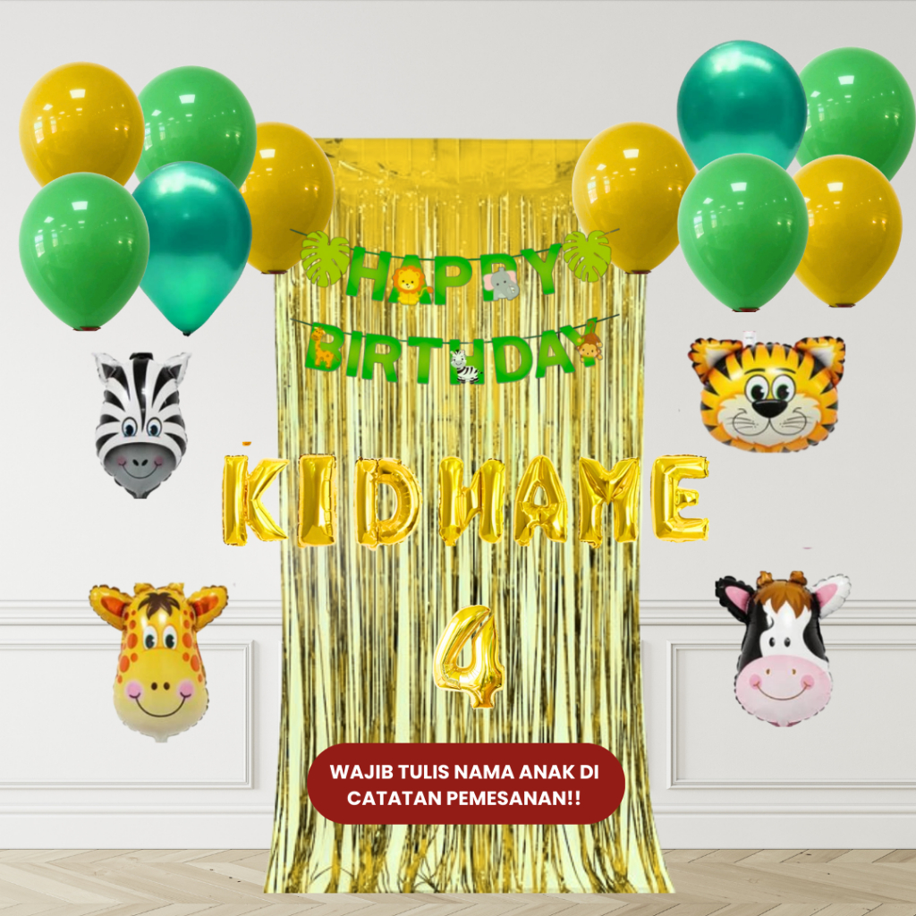 JUNGLE SET DEKOR ULANG TAHUN ANAK/ DEKORASI ULTAH ANAK