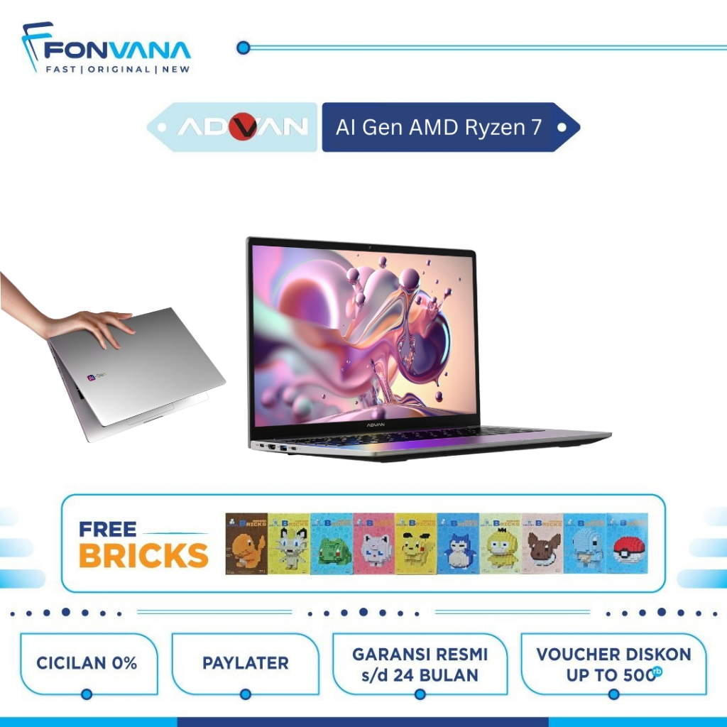 Advan AI Gen R7 | Advan Notebook AI Gen AMD Ryzen 7 - 8845HS 16GB 512GB | Garansi Resmi Indonesia