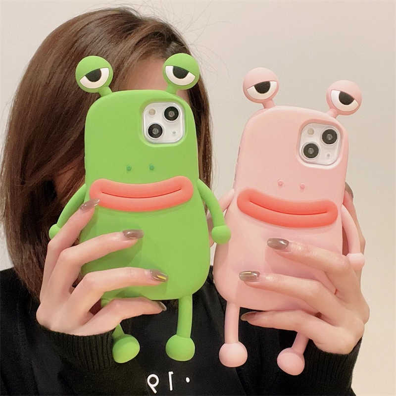 ❣ BlueSodaaaa ❣Case iPhone 16 Katak Lucu Unik Serupa Artis Anti - Gores Kado/Couple/Bestie