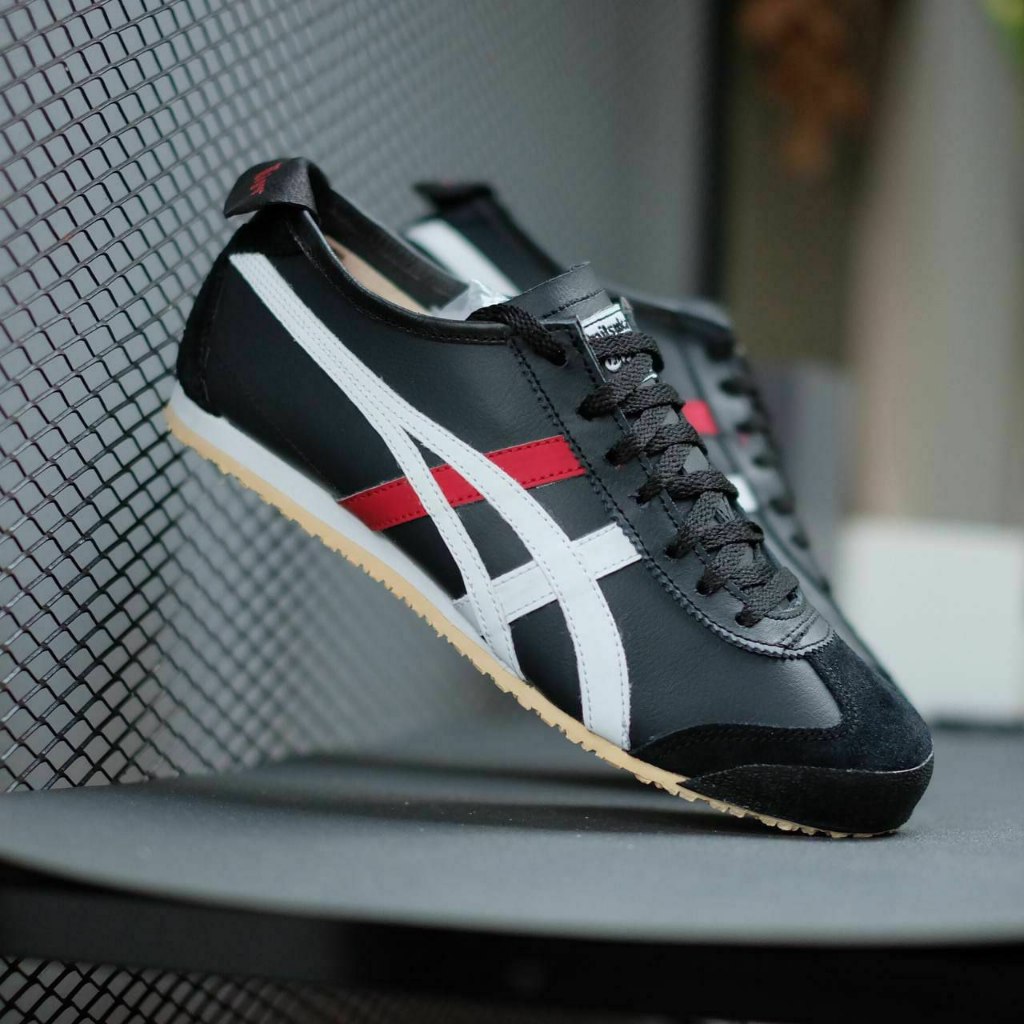 Sneakers Onitsuka Tiger Mexico 66 Black White Red Sepatu Wanita & Pria Unisex