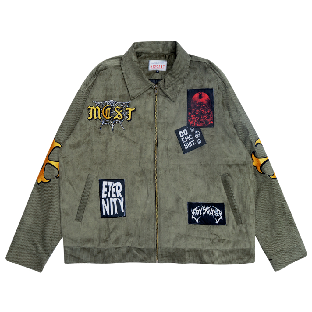 Miscast Boxy Fit Work Jacket Vintage Bucky Corduroy Olive