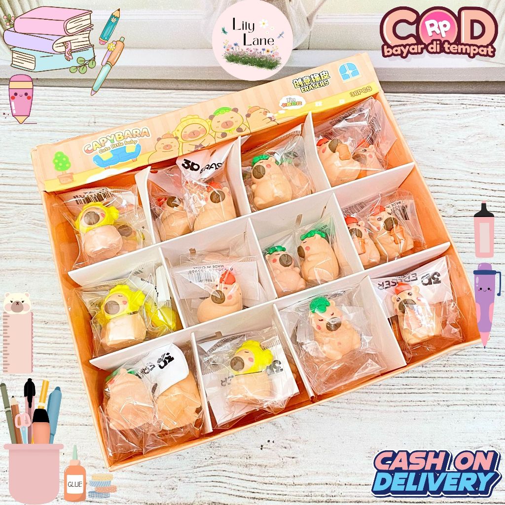 

Penghapus Miniatur 3D Capybara Satuan Stationery Alat Tulis