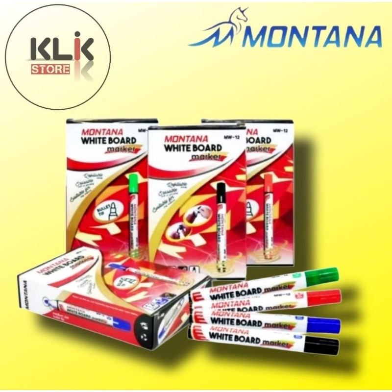 

( Ecer / 1 Biji) Spidol Whiteboard Marker Montana Hitam Biru Merah Hijau / Spidol Papan Tulis Bisa Dihapus