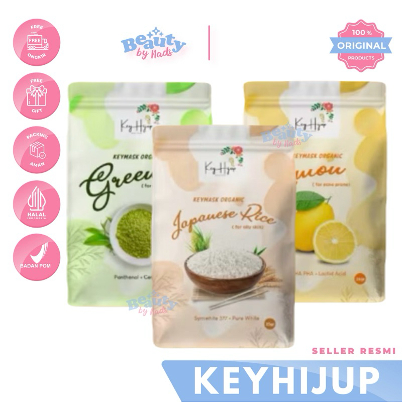 BEAUTYBY.NADS | KEYMASK ORGANIC MASKER WAJAH ORGANIK BUBUK WASH OFF MASK KEYHIJUP GREEN TEA JAPANESE
