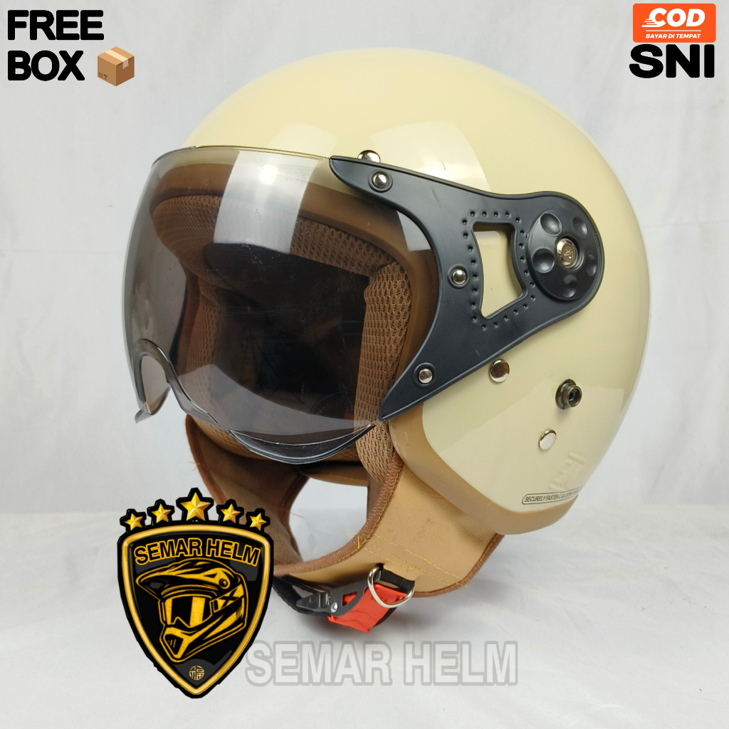 HELM BOGO HIJAB WANITA ANTI PUSING INCLUDE KACA PILOT HITAM, Helm Scoopy Hijab Original SNI Terlaris