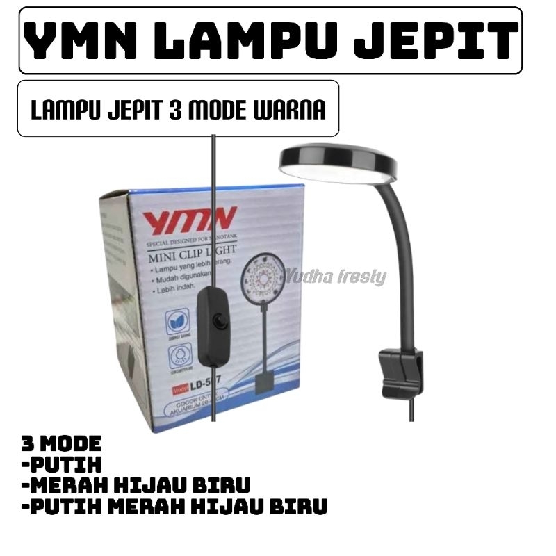 Lampu Jepit Aquarium 3 Mode Warna Anti Air