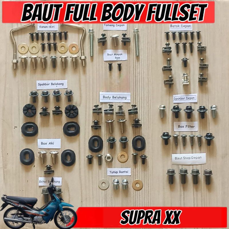 Baut Full Set Cover Body Honda Supra XX - Supra V 100 / Baut Full Body Supra XX Lengkap
