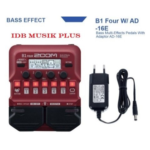 Efek Bass Zoom B1 FOUR + Adaptor Zoom AD-16E Original