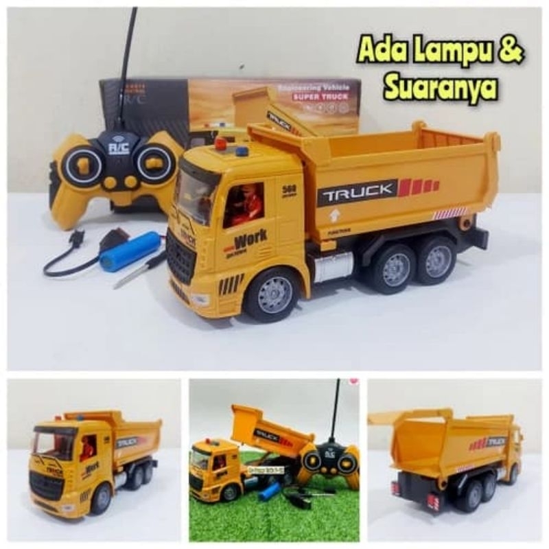 RC Truk Pasir Batre Cas - Mainan Miniatur Mobilan Dump Truck Tanah Remote Control Koleksi Anak Laki 
