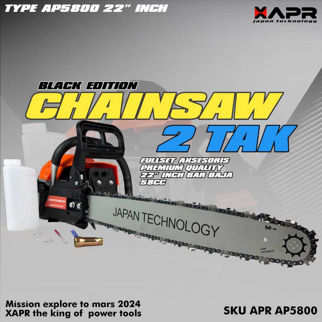 Mesin senso Gergaji Kayu, Chainsaw 2tak APR Japan, Senso Potong Kayu 22inch