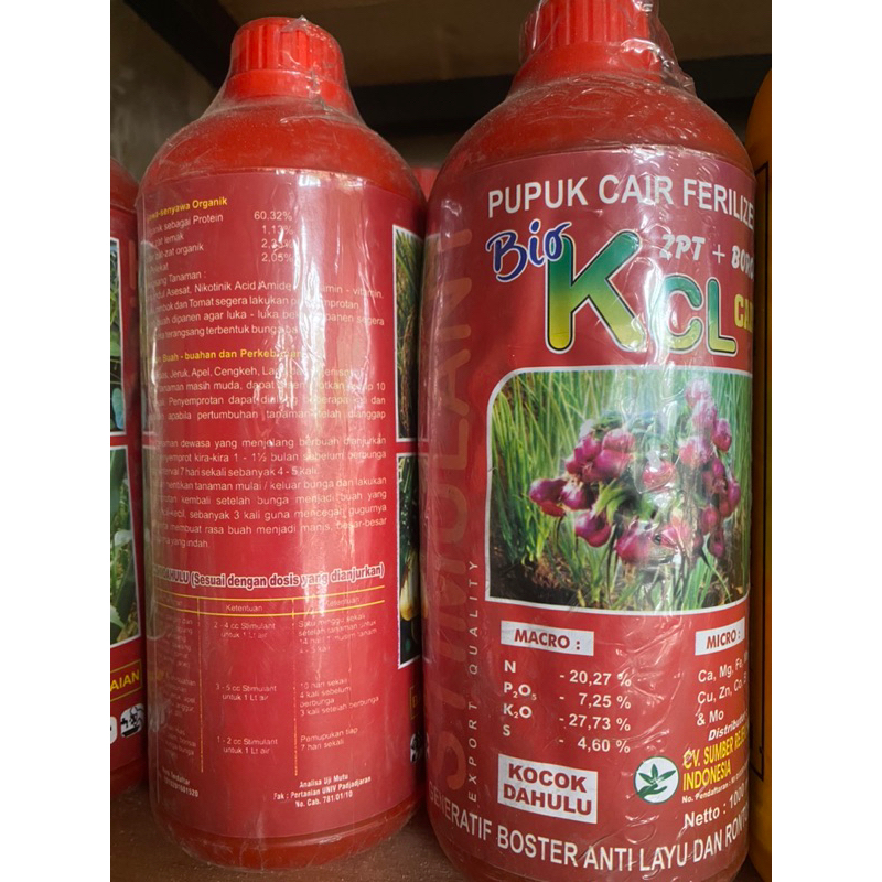 pupuk dan fertilizer KCL cair zpt+boron 1Lt