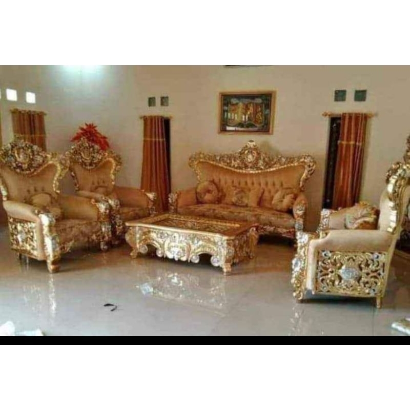 SET KURSI TAMU UKIR MEWAH KURSI TAMU BELLAGIO KAYU JATI