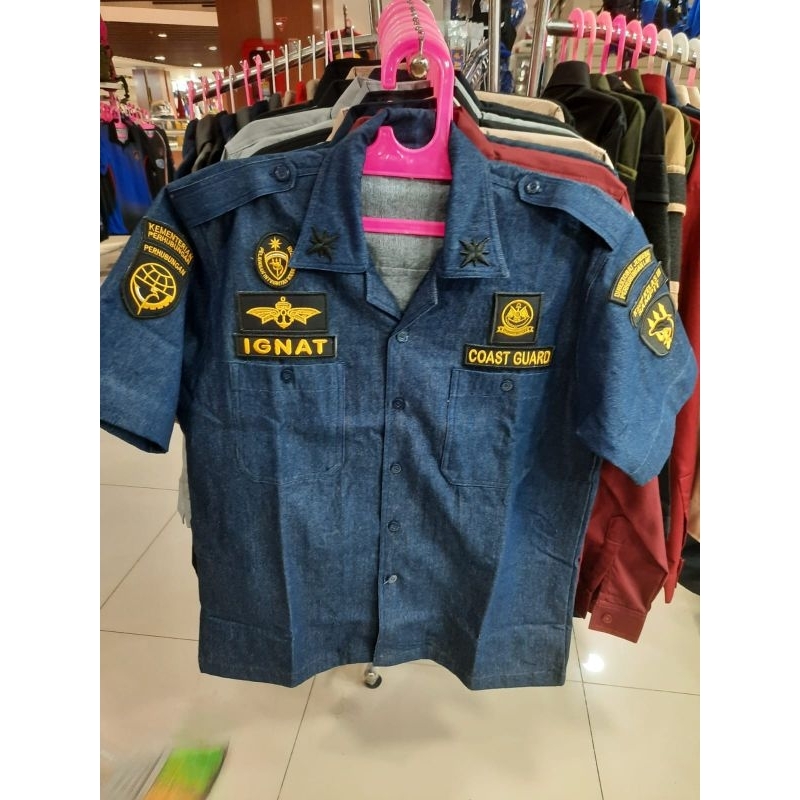 Baju Seragam Jeans Cowok Tangan Pendek KPLP Coast Guard