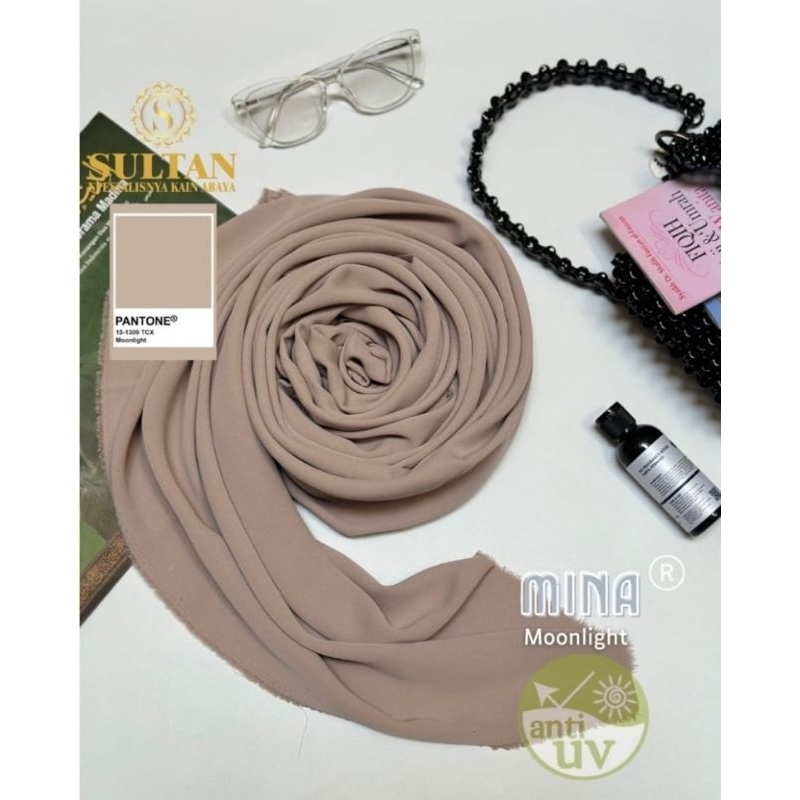 PER 50CM MINA KAIN SULTAN ANTI - UV UPF 80 KAIN PREMIUM POLOS WARNA MOONLIGHT