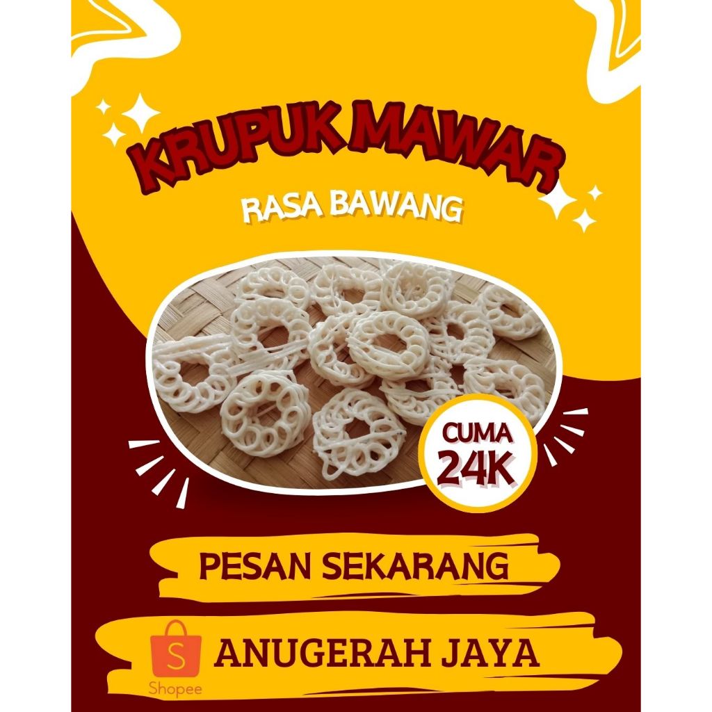 

Krupuk mawar/Krupuk Uyel rasa bawang 500gr