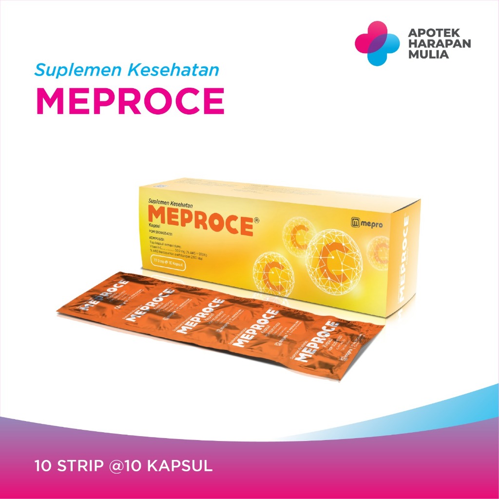 MEPROCE 500mg - Vitamin C 500mg 100 kapsul - Suplemen Kesehatan