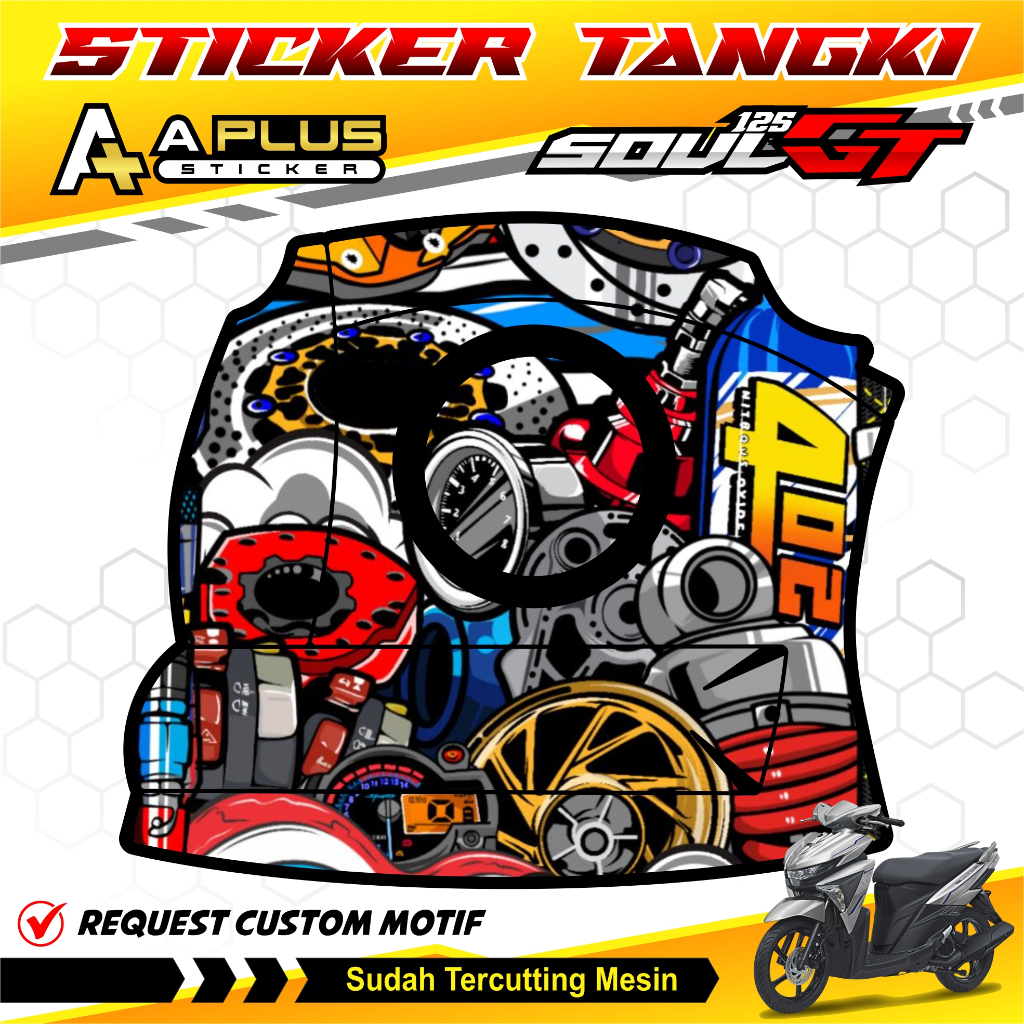 Stiker Dekorasi Tangki Motor Soul GT 125 Custom Cetak Nama