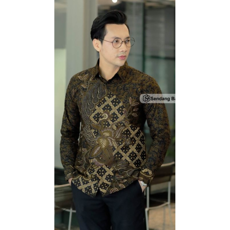 kemeja batik pria slimfit motif farhan hijau