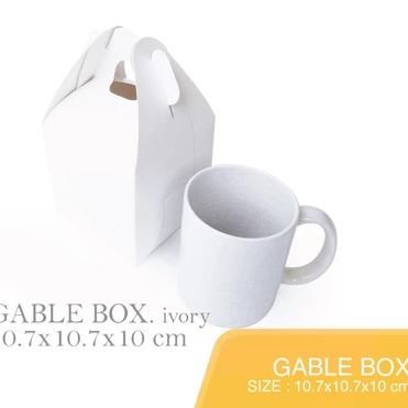gable box ivory white premium packing souvenir gelas mug wedding pengajian snack box kemasan toples 