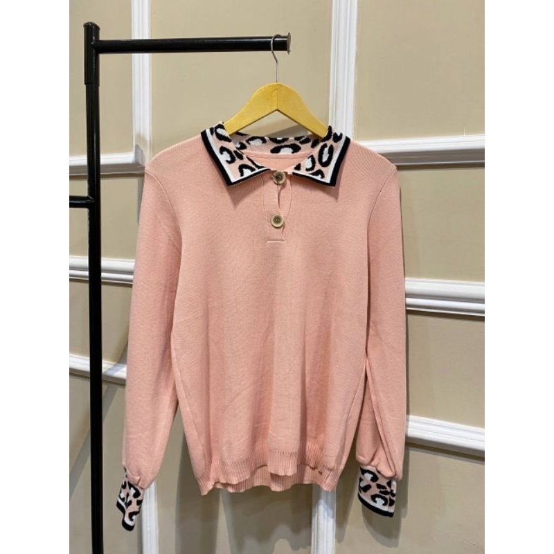 1000269493// Leopard sweater wanita