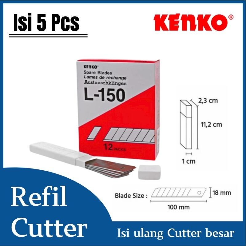 

Isi ulang Kater Cutter Kenko L-150 Besar | A-100 kecil Isi 5 pcs