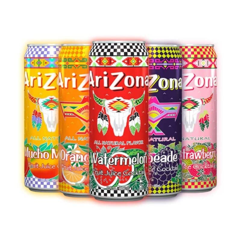 

Minuman Kaleng Impor Carbonated Soft Drink Arizona Fruit Juice Cocktail 650 Ml - 680 Ml Isi 5 Can Grapeade, Kiwi Strawberry, Mucho Mango, Orangeade, Iced Tea with Lemon, Raspberry, Sweet Tea Southern Style, Diet Green Tea Gingseng, RX Energy Herbal Tonic