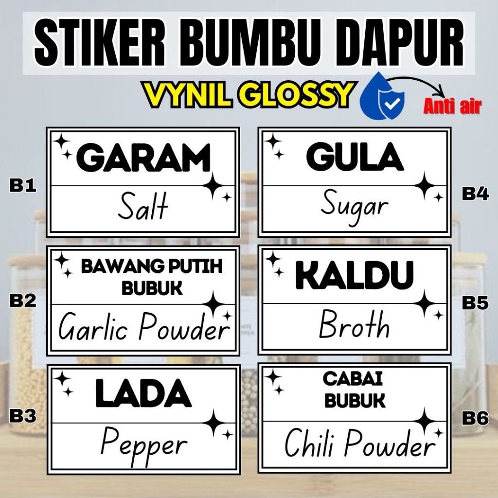 

STIKER LABEL BUMBU MASAKAN/STIKER TOPLES GULA/Stiker Bumbu Vinyl Dapur Aesthetic