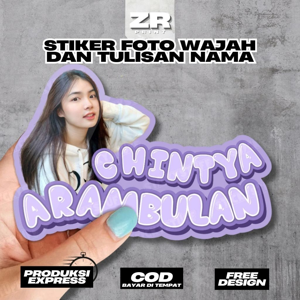 

Stiker Foto Wajah dan Tulisan Nama Custom (READY)