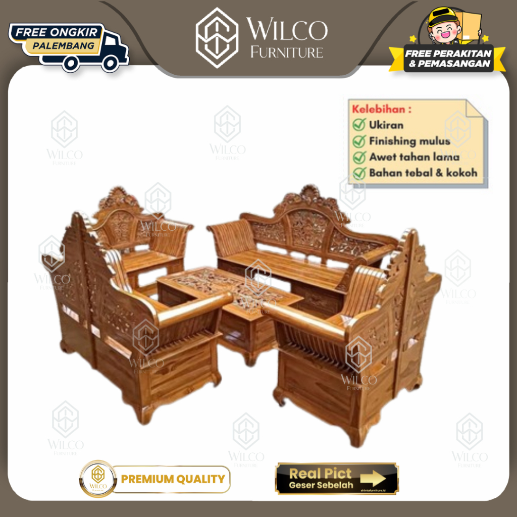 Kursi Tamu Jati Madura Kerang  Motif Jati Kerang / Sofa Jati Jepara /Kursi Jati Murah Palembang