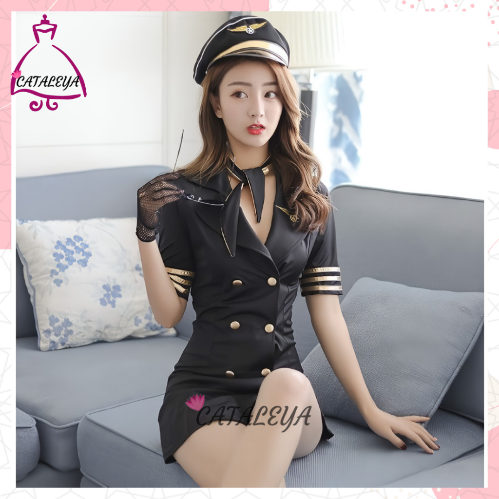 (Cataleya_Oficial) Lingerie Costum Cosplay Pramugari Seksi 1312