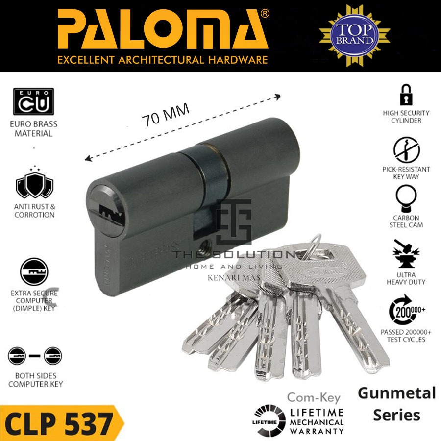 Double Cylinder PALOMA CLP 537 Silinder Anak Kunci Pintu Rumah 70MM Gunmetal