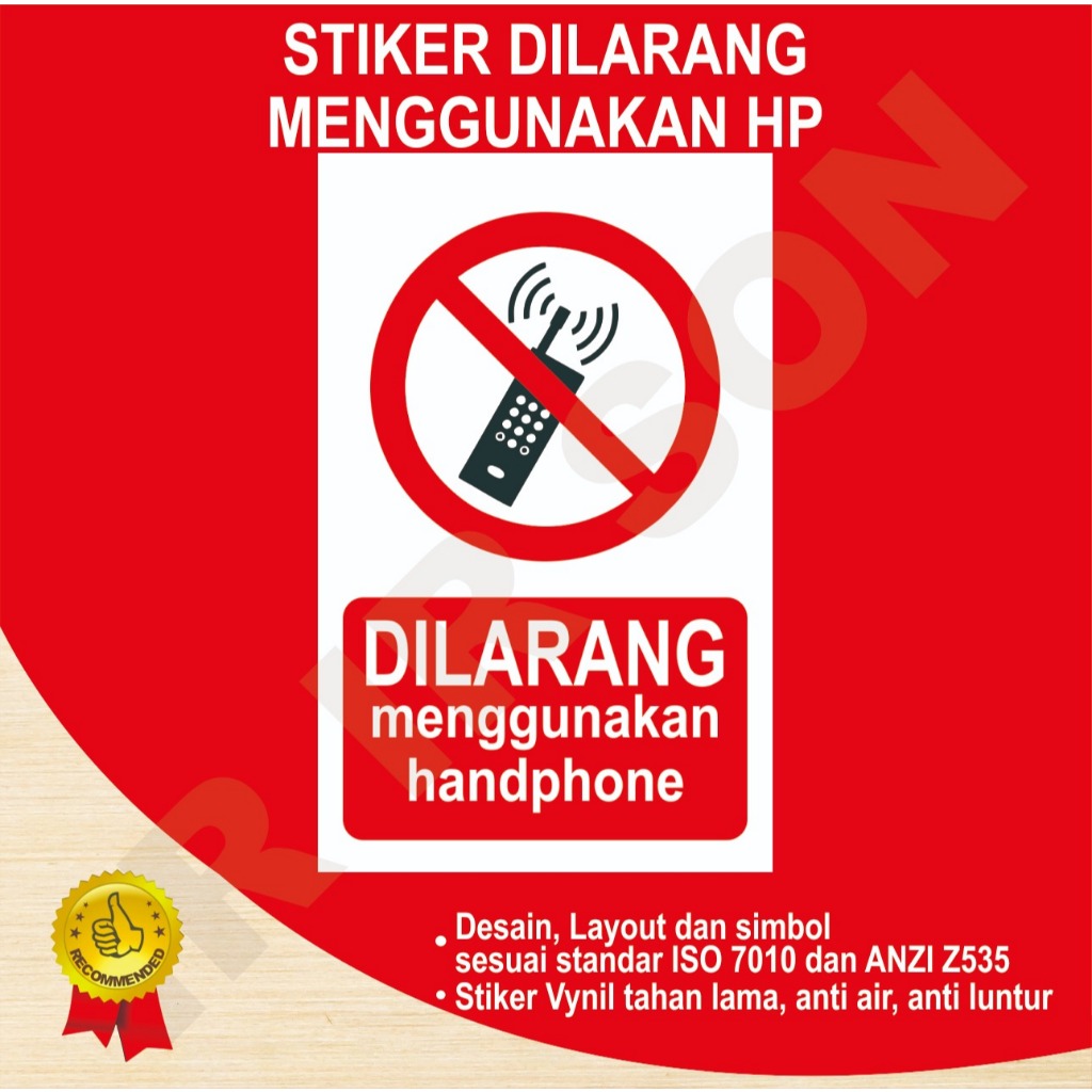 

STIKER DILARANG MENGGUNAKAN HANDPHONE SAFETY SIGN K3 ISO ANSI