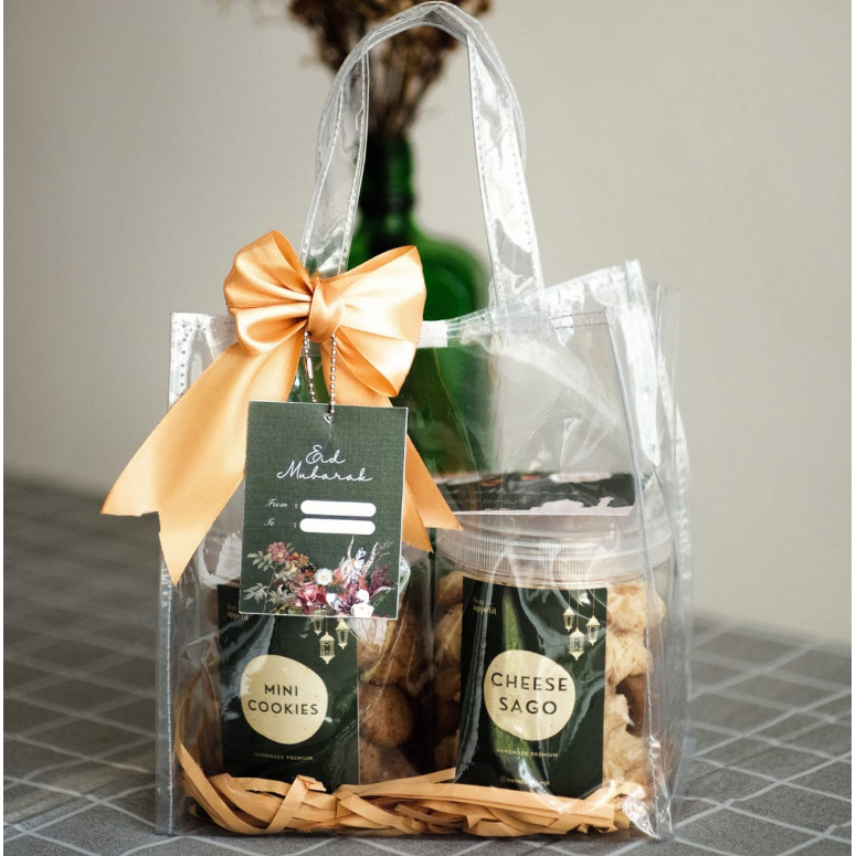 1LUSIN Tas Mika Transparan Uk 20x10x20 Hampers Souvenir