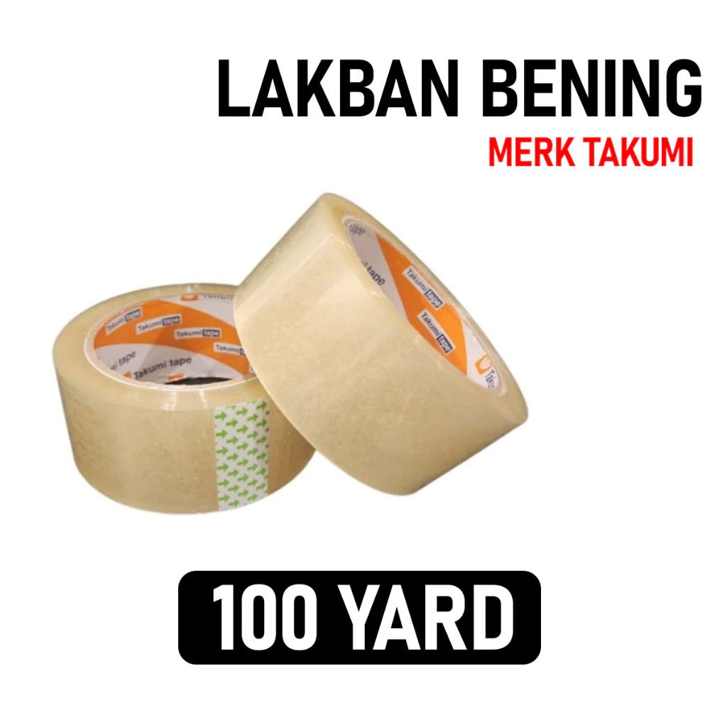 

LAKBAN Tape Bening 45mm x 100 Yard 1 Roll Super Kuat Takumi Tape