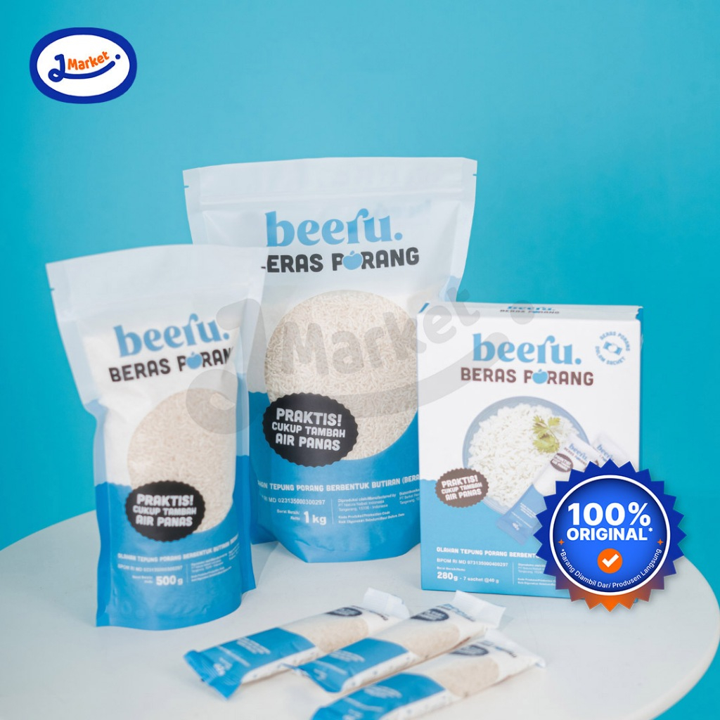 

Beeru Beras Porang - Pouch dan Box Sachet - 1kg 500gr 280gr - Beras Sehat Diet