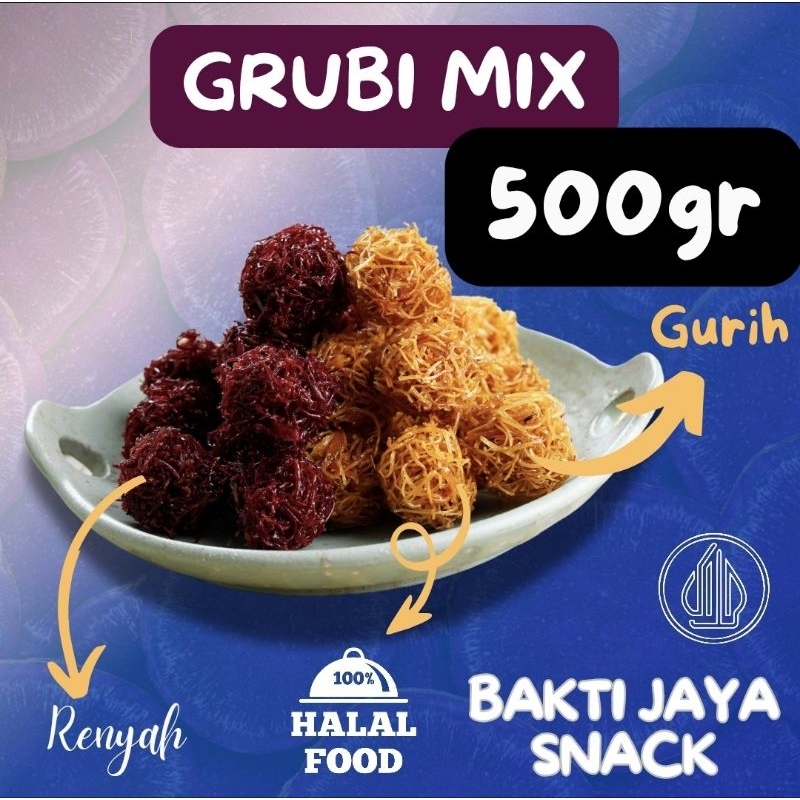 

KREMES/ GRUBI/WALANGAN MIX 500 GRAM, DIPRODUKSI OLEH BAKTI JAYA SNACK HALAL, RENYAH, KRIUK, ENAK SEKALIIIII