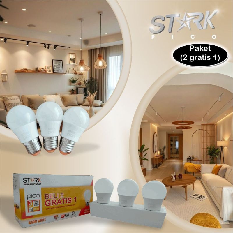 Lampu / Bohlam LED 3W Kuning Merek Stark Pico (Satuan / Paket)