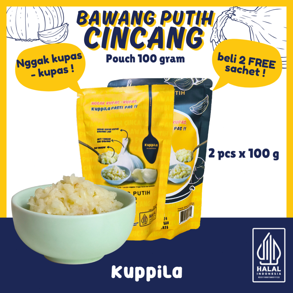 

Kuppila - Bawang Putih Cincang dalam Minyak (pouch 100g x 2) - Beli 2 Gratis 1 Sachet