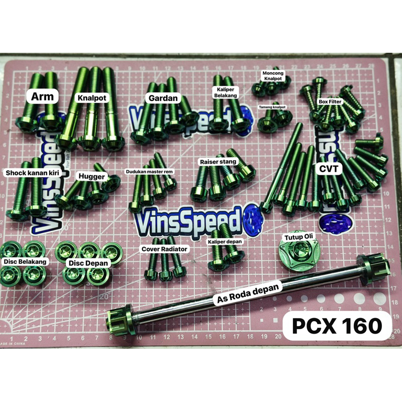 Paket Baut Titanium GR5 PCX 160 ABS CBS – Full Set Baut Variasi Motor Stylish & Presisi