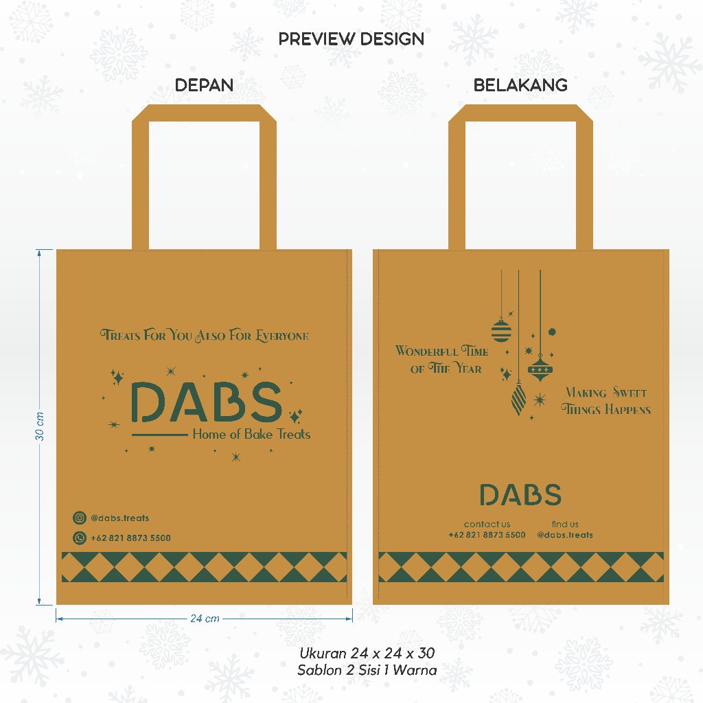 

Goodie Bag Spunbond Uk 24cm x 24cm x 30cm Box Custom Sablon 2 Sisi