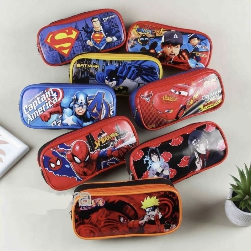 

(Grosir) 12pcs Tempat Pensil Tepak Oval Jumbo Smiggle Superhero Bus