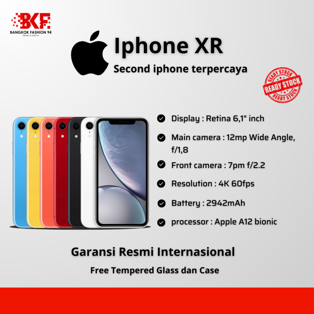 IPHONE XR 64/128GB SECOND LIKE NEW ORIGINAL BERGARANSI FULLSET