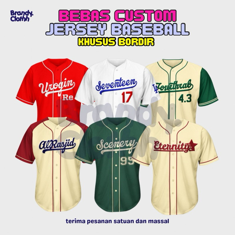 [KHUSUS BORDIR] Jersey Baseball Custom Nama Bebas Request Design Bordir Dewasa & Anak