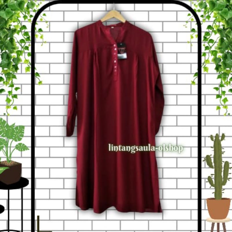 Tunik polos rayon jumbo maroon