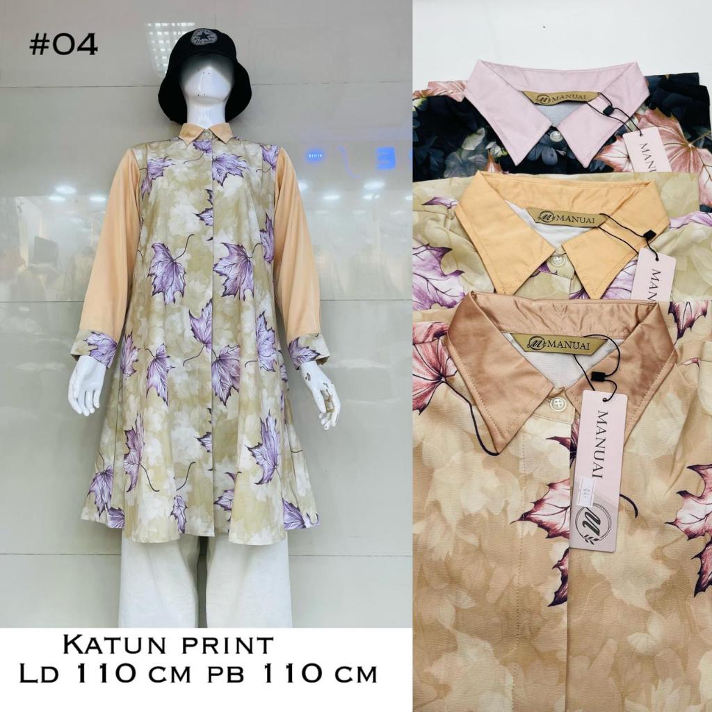 SASEN Basic - Tunik Katun Print/Tunik Wanita/Tunik Bunga-Bunga