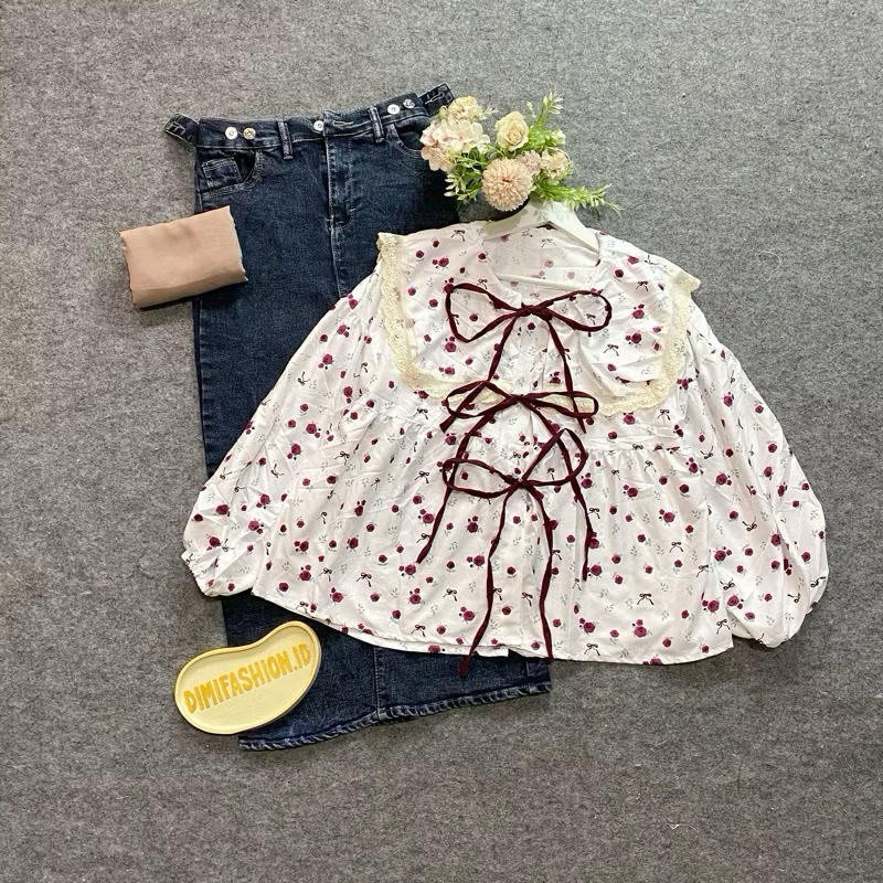 SELIN ONE SET (Blouse + Rok jeans + Hijab Square) PAKET OOTD_BAJU OOTD ONE SET WANITA
